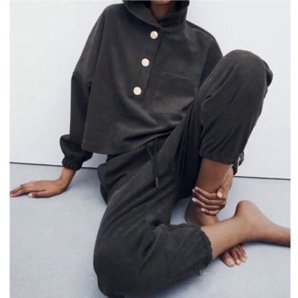 Zara Joggers Womens Small Gray Ankle Zips Casual Comfy - Picture 8 of 8